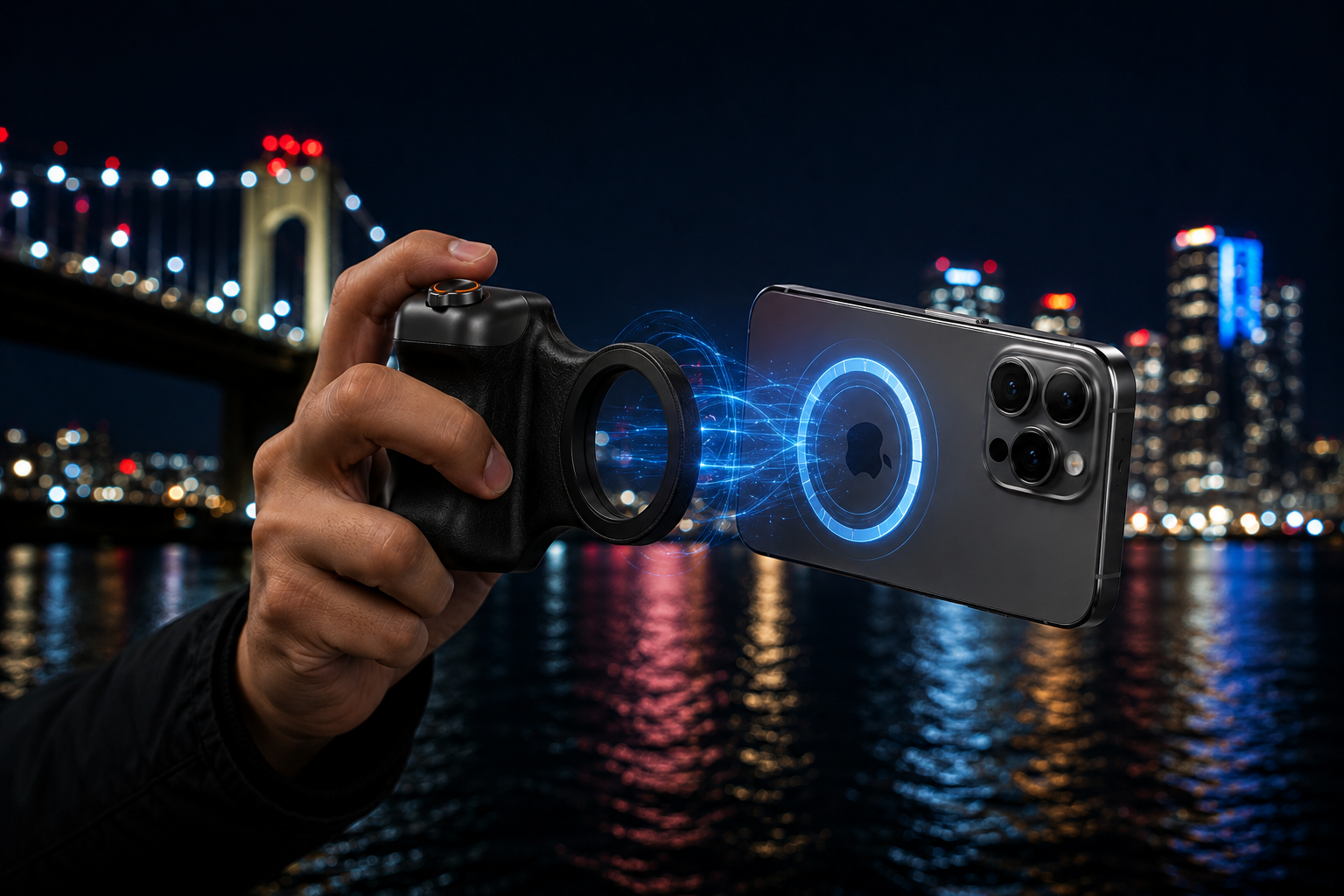 Travel creator using GripShot at sunrise